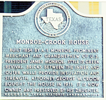 Historical survey landmark of the Monroe Crook house 